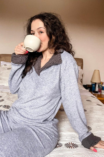 Pijama feminino com gola de pelucia - Nuance Lingerie