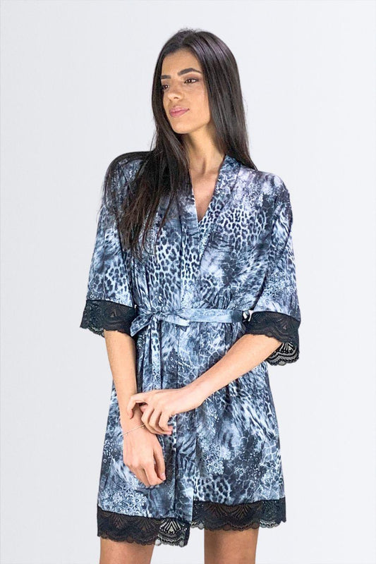 Robe com Renda Estreita Manga e Barra - Nuance